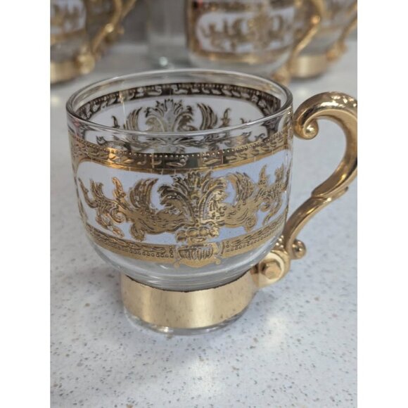 Russian Martini Pitcher and Glasses with Raised Embossed Gold Trim - Picture 3 of 10